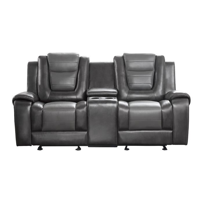 9470GY-2 - Double Glider Reclining Love Seat with Center Console - Furniture 4 Less Outlet (Salinas,CA)