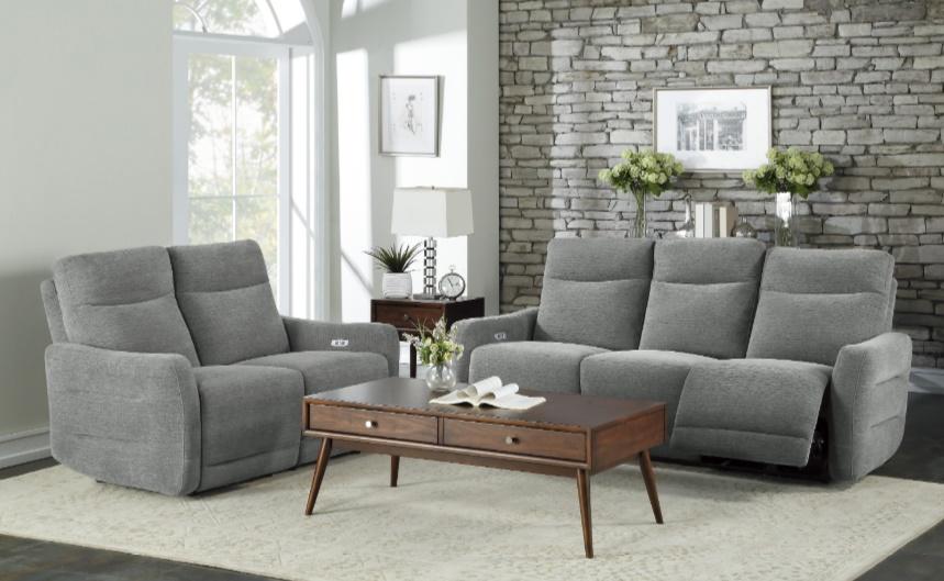 Edition Power Double Lay Flat Reclining Sofa in Dove Grey 9804DV-3PWH - Furniture 4 Less Outlet (Salinas,CA)