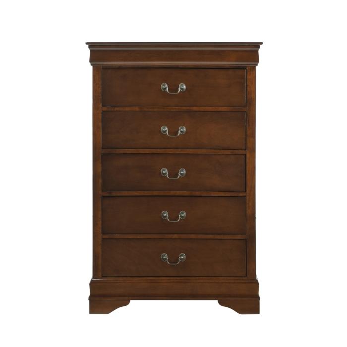 Mayville 5 Drawer Chest in Brown Cherry 2147-9 - Furniture 4 Less Outlet (Salinas,CA)