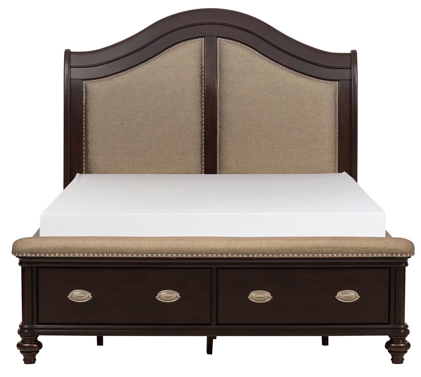 Marston Queen Sleigh Storage Bed in Dark Cherry 2615DC-1 - Furniture 4 Less Outlet (Salinas,CA)
