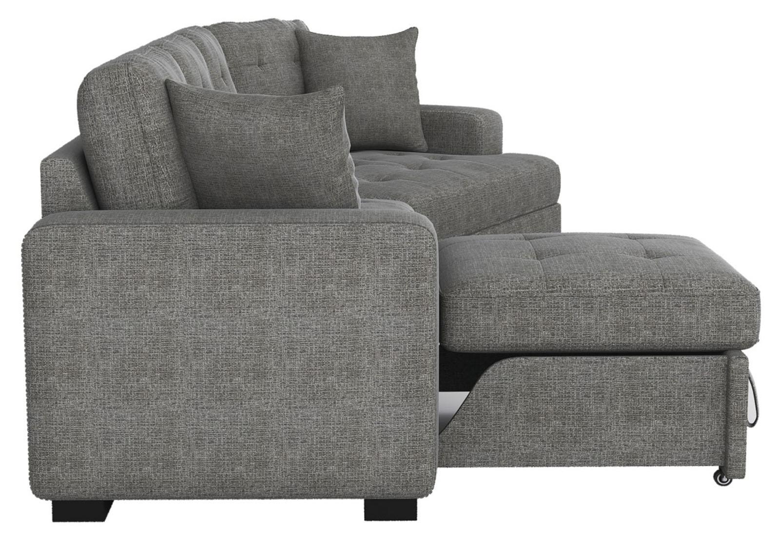 Logansport Left Side 2-Seater with Pull-out Ottoman and 1 Pillow in Gray 9401GRY-2L - Furniture 4 Less Outlet (Salinas,CA)