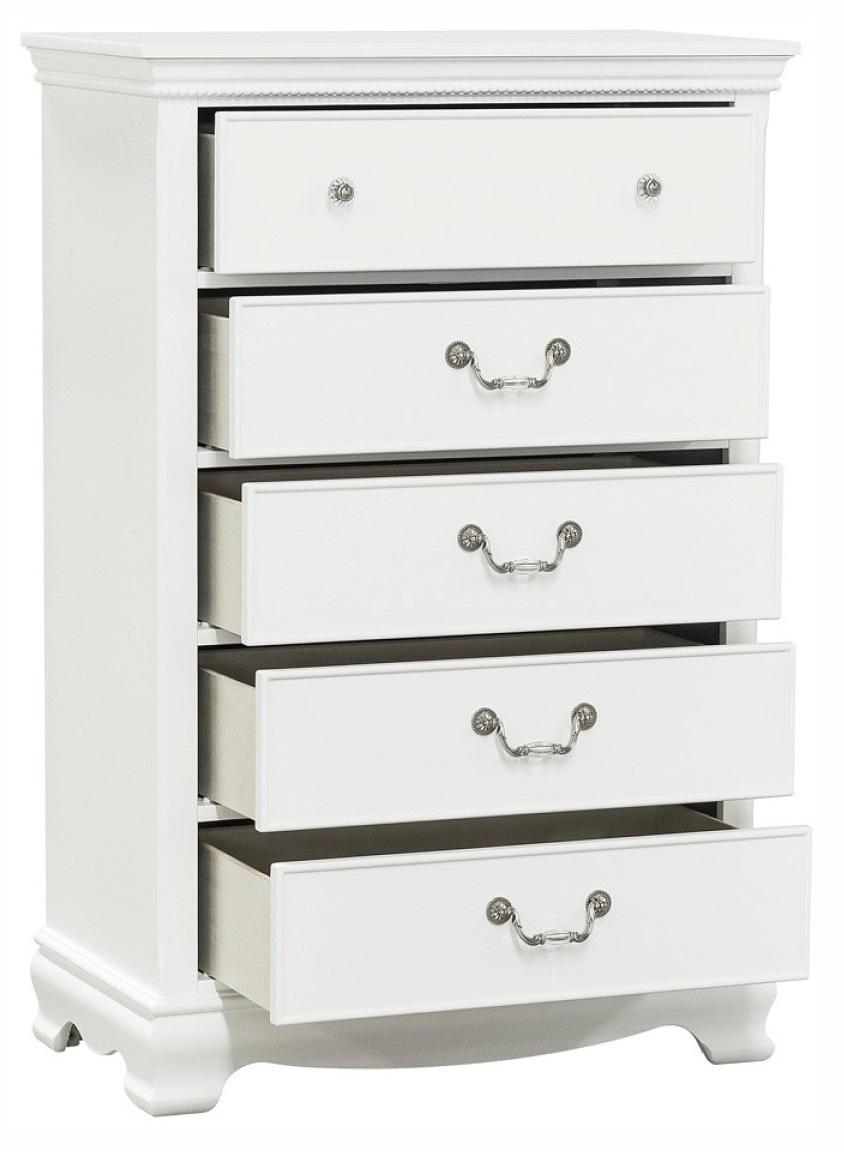 Lucida 5 Drawer Chest in White 2039W-9 - Furniture 4 Less Outlet (Salinas,CA)