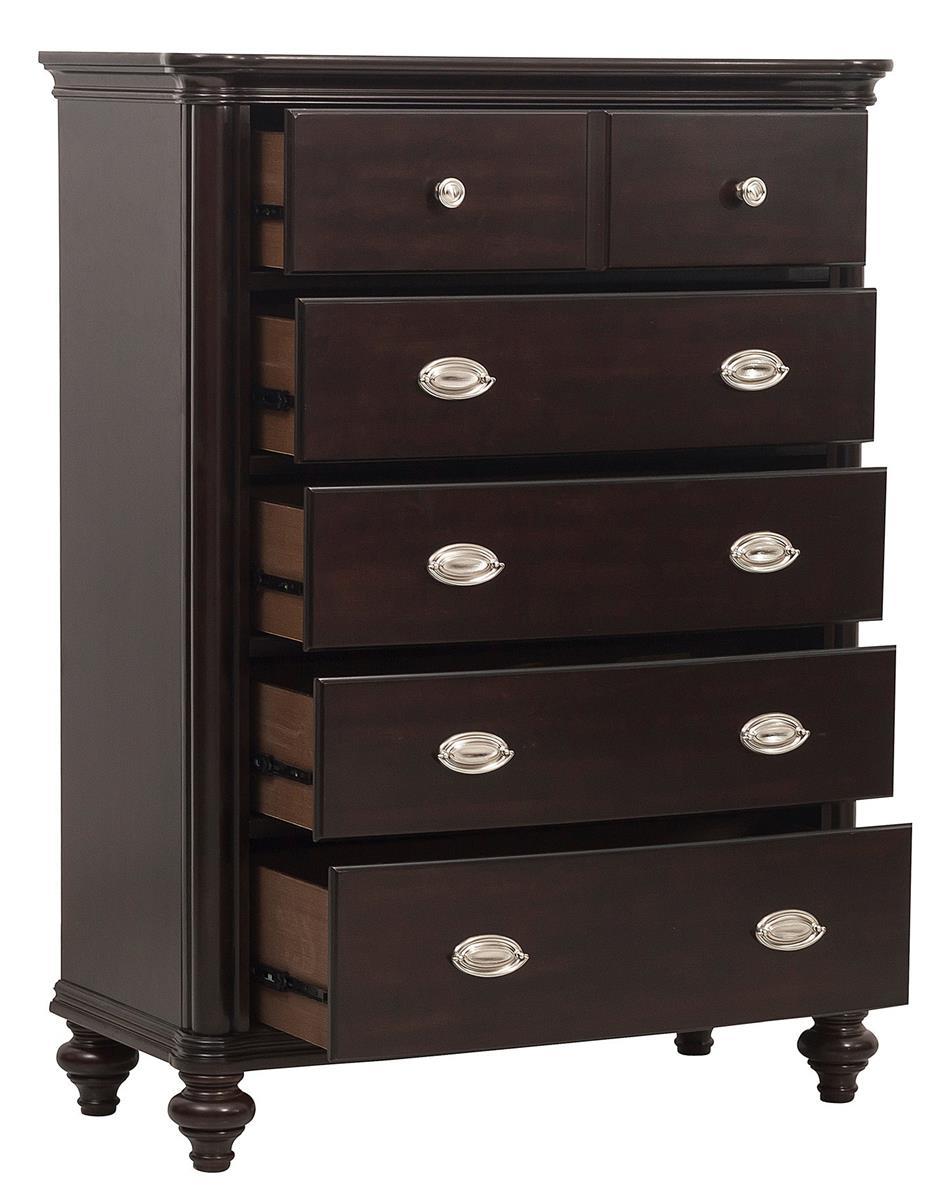 Marston 5 Drawer Chest in Dark Cherry 2615DC-9 - Furniture 4 Less Outlet (Salinas,CA)