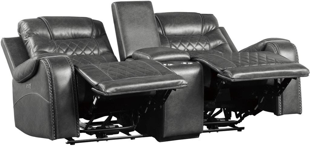 Putnam Power Double Reclining Loveseat in Gray 9405GY-2PW - Furniture 4 Less Outlet (Salinas,CA)