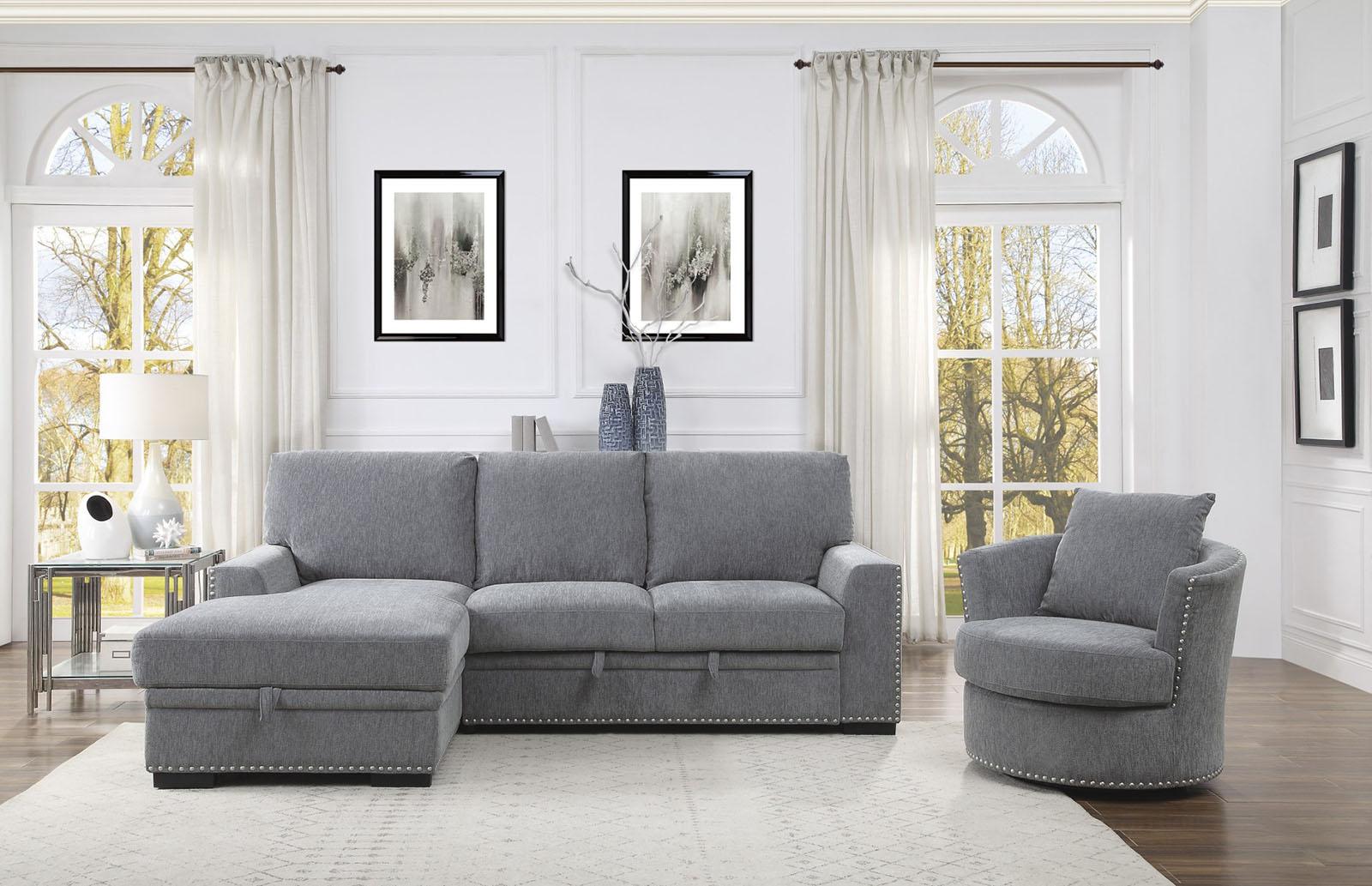 Morelia Swivel Chair in Dark Gray 9468DG-1 - Furniture 4 Less Outlet (Salinas,CA)