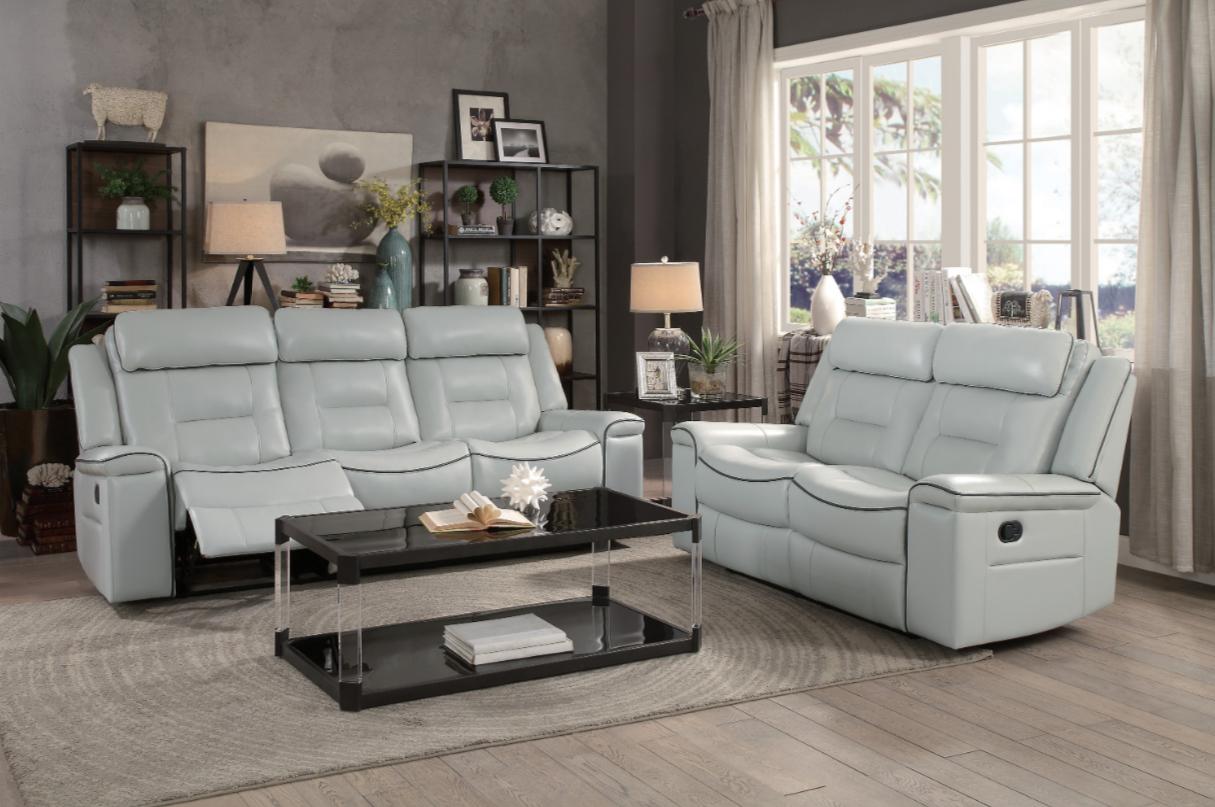 Darwan Double Lay Flat Reclining Sofa in Light Gray - Furniture 4 Less Outlet (Salinas,CA)