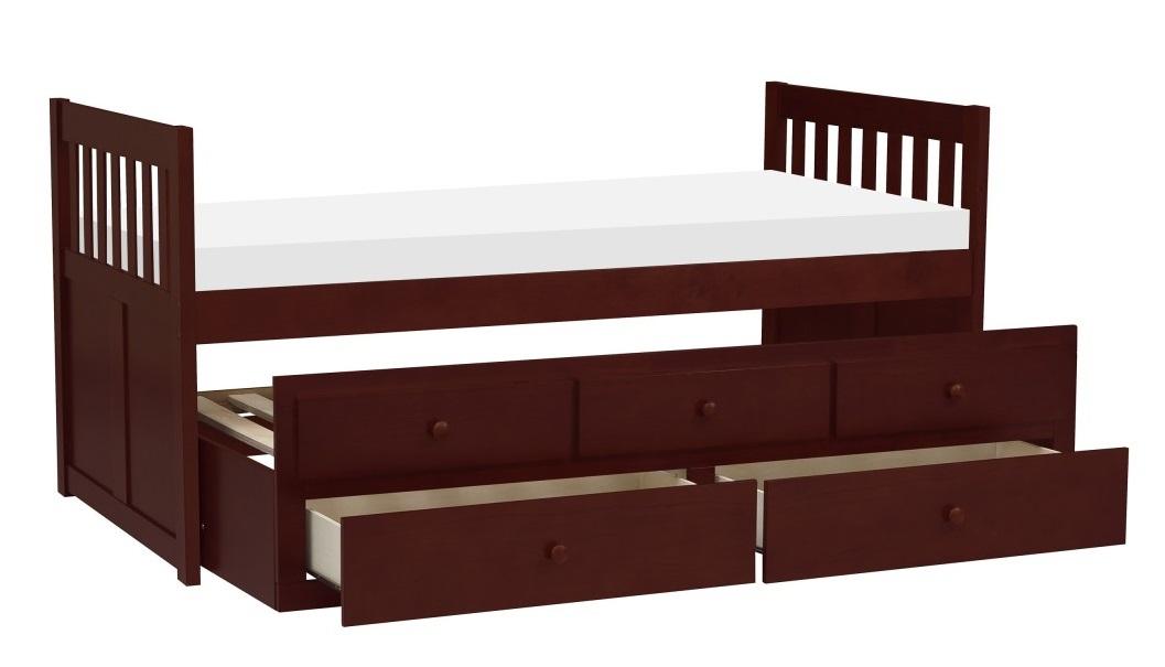 Rowe Twin/Twin Trundle Bed w/ Two Storage Drawers in Dark Cherry B2013PRDC-1 - Furniture 4 Less Outlet (Salinas,CA)