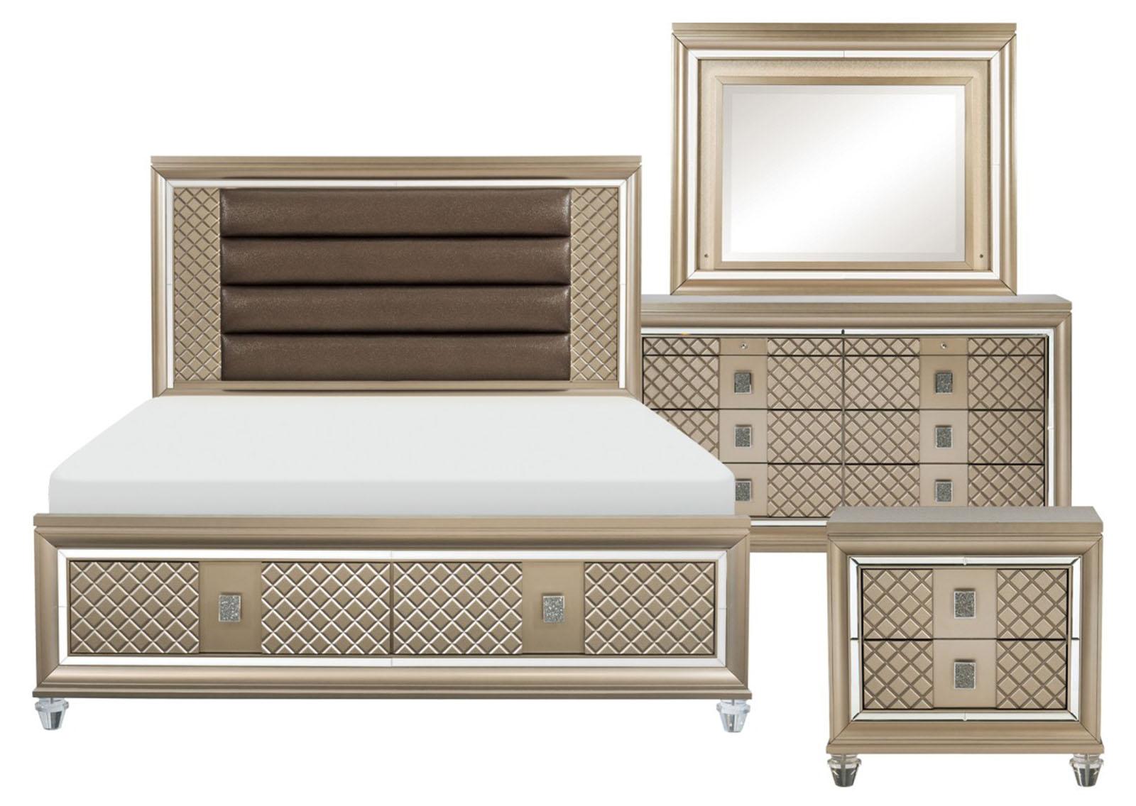 Loudon Mirror with LED Lighting in Champagne Metallic 1515-6 - Furniture 4 Less Outlet (Salinas,CA)