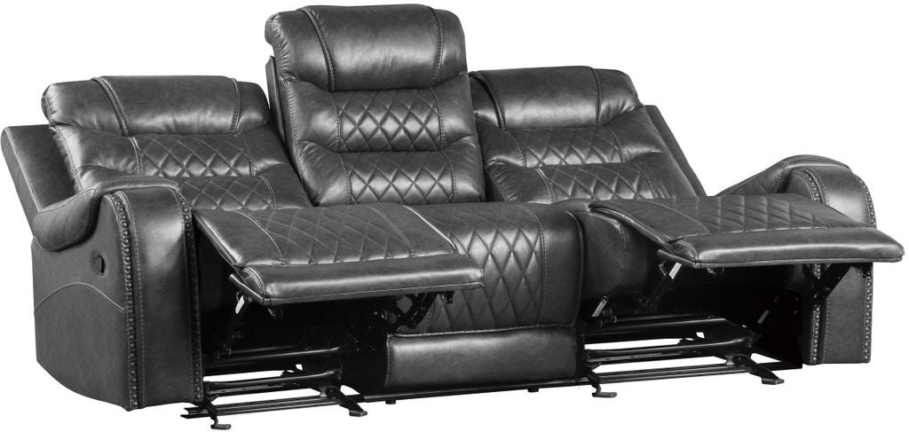 Putnam Power Double Reclining Sofa with Drop-Down in Gray 9405GY-3PW - Furniture 4 Less Outlet (Salinas,CA)