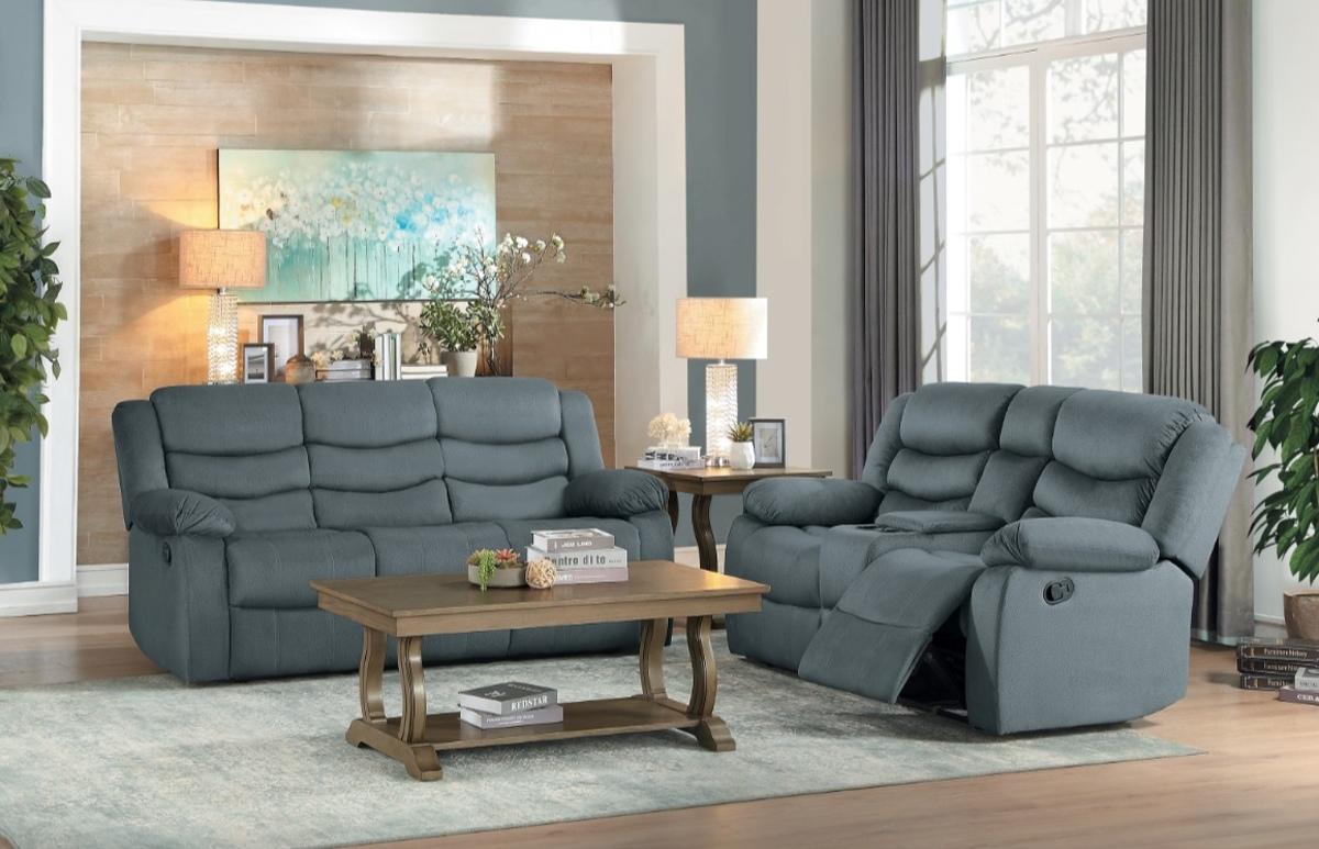 Discus Double Reclining Sofa in Gray 9526GY-3 - Furniture 4 Less Outlet (Salinas,CA)