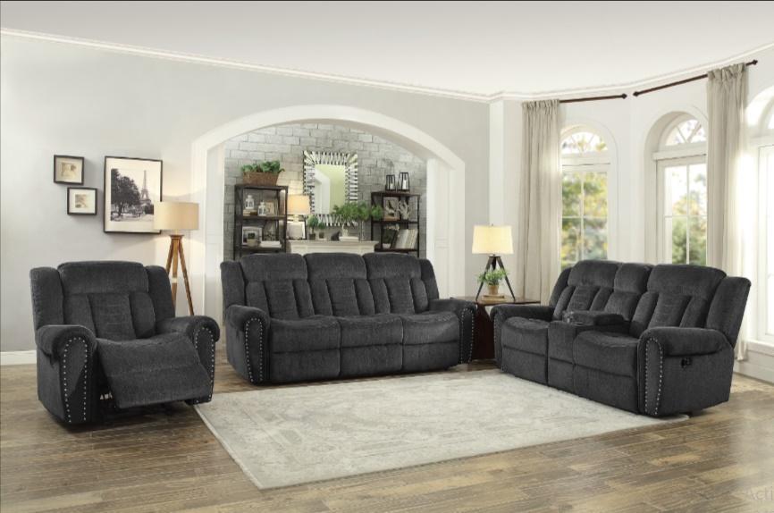 Nutmeg Double Reclining Loveseat in Charcoal Gray 9901CC-2 - Furniture 4 Less Outlet (Salinas,CA)