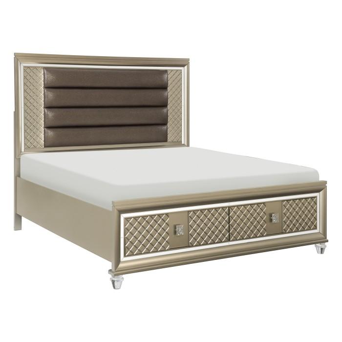Loudon (3) California King Platform Bed with LED Lighting and Storage Footboard - Furniture 4 Less Outlet (Salinas,CA)