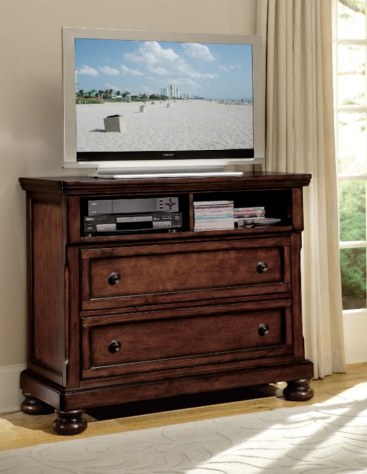 Cumberland TV Chest in Brown Cherry 2159-11 - Furniture 4 Less Outlet (Salinas,CA)