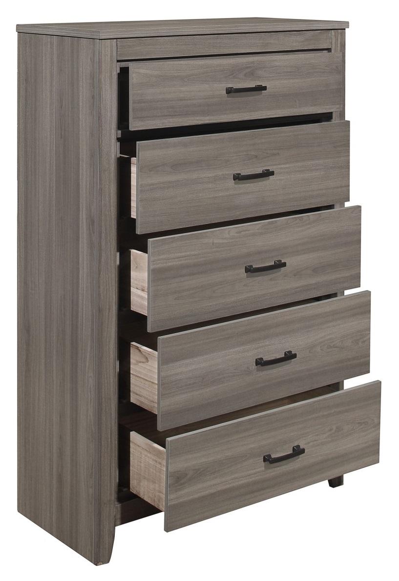 Waldorf 5 Drawer Chest in Dark Gray 1902-9 - Furniture 4 Less Outlet (Salinas,CA)