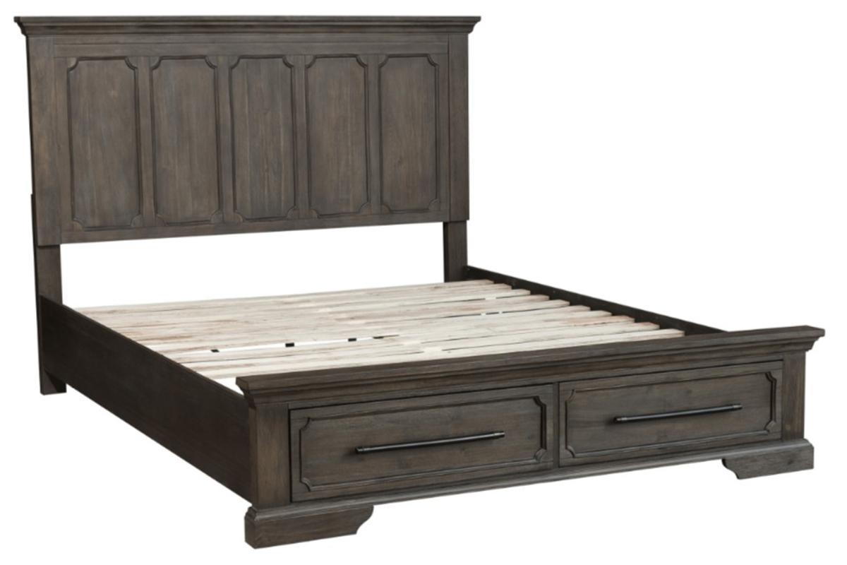 Taulon King Platform Bed with Footboard Storage in Dark Oak 5438K-1EK - Furniture 4 Less Outlet (Salinas,CA)