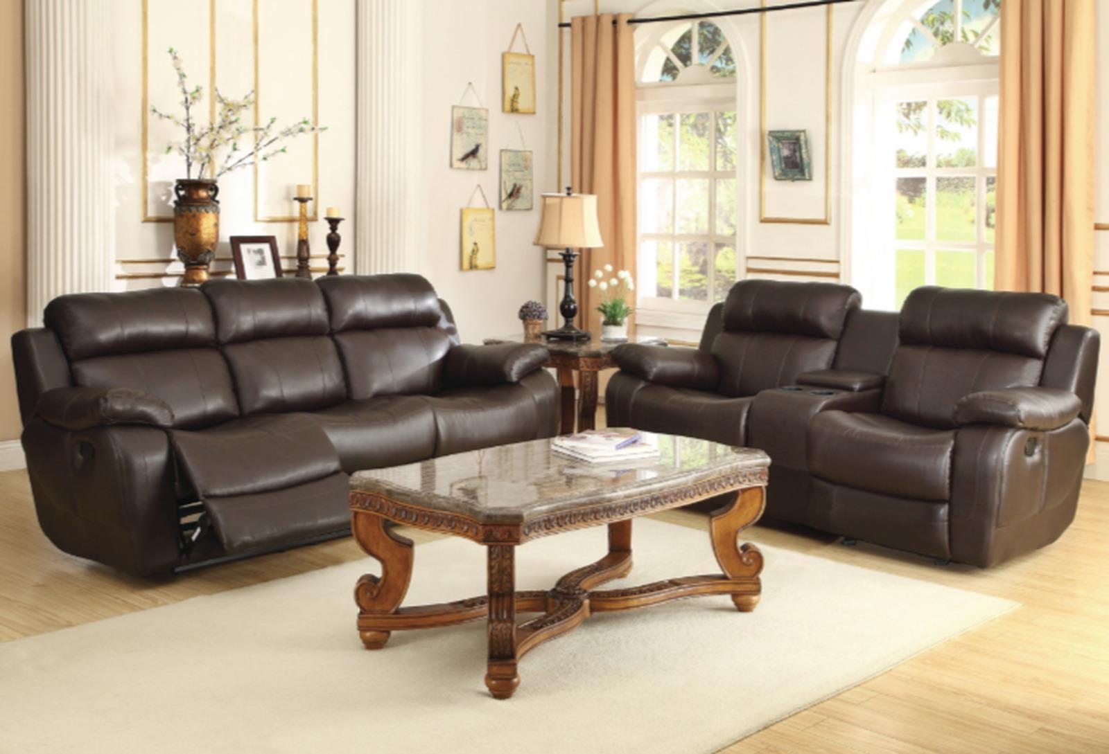 Marille Double Glider Reclining Loveseat with Center Console in Brown - Furniture 4 Less Outlet (Salinas,CA)