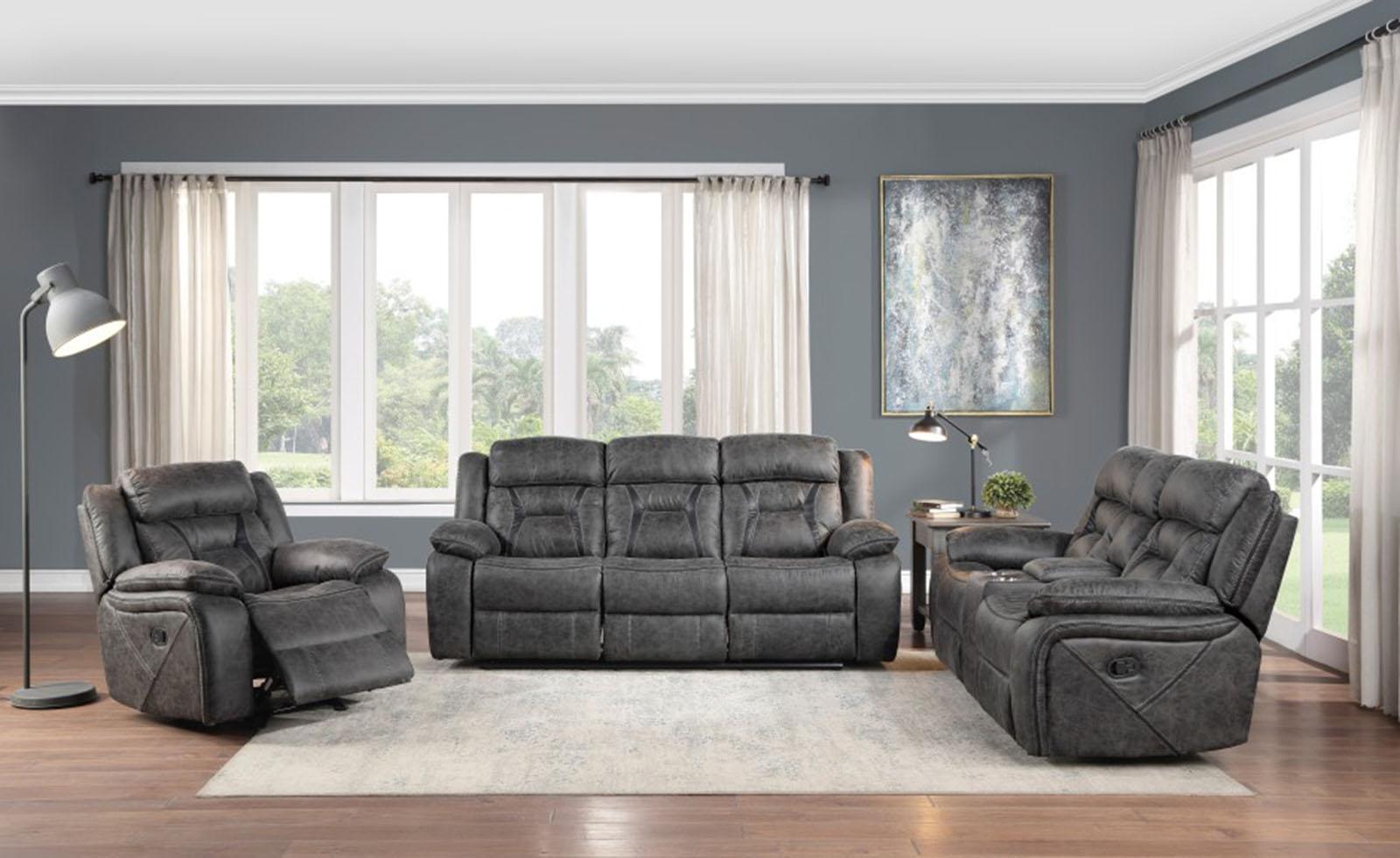 Madrona Hill Double Reclining Sofa in Gray 9989GY-3 - Furniture 4 Less Outlet (Salinas,CA)