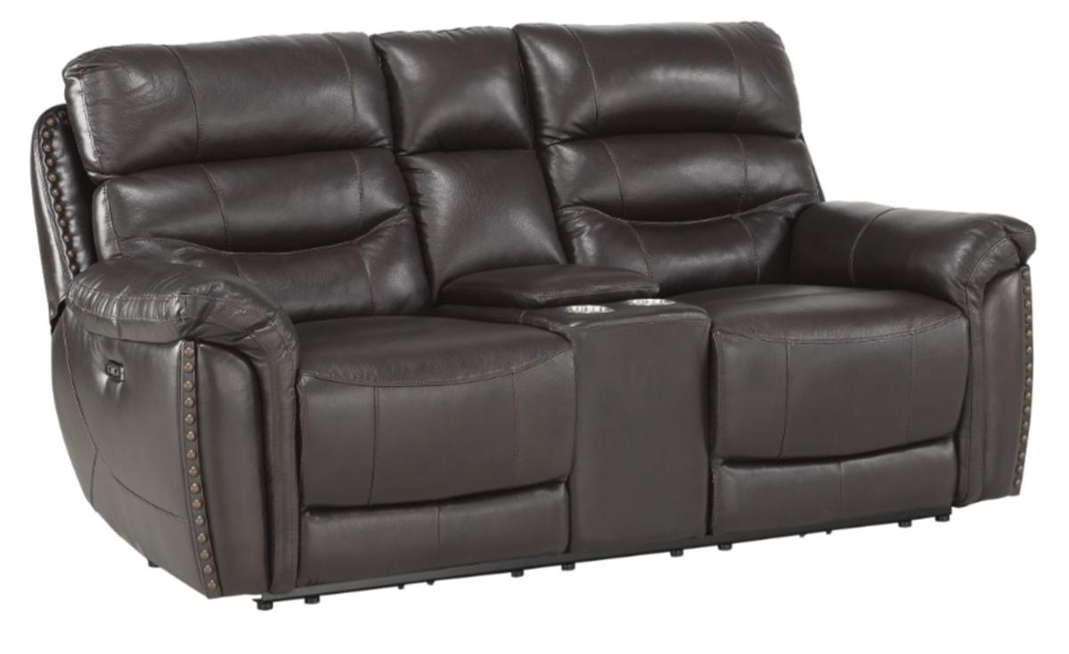 Lance Power Double Reclining Loveseat with Power Headrests in Brown 9527BRW-2PWH - Furniture 4 Less Outlet (Salinas,CA)