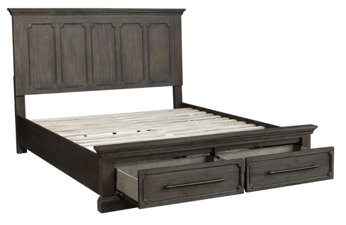Taulon King Platform Bed with Footboard Storage in Dark Oak 5438K-1EK - Furniture 4 Less Outlet (Salinas,CA)