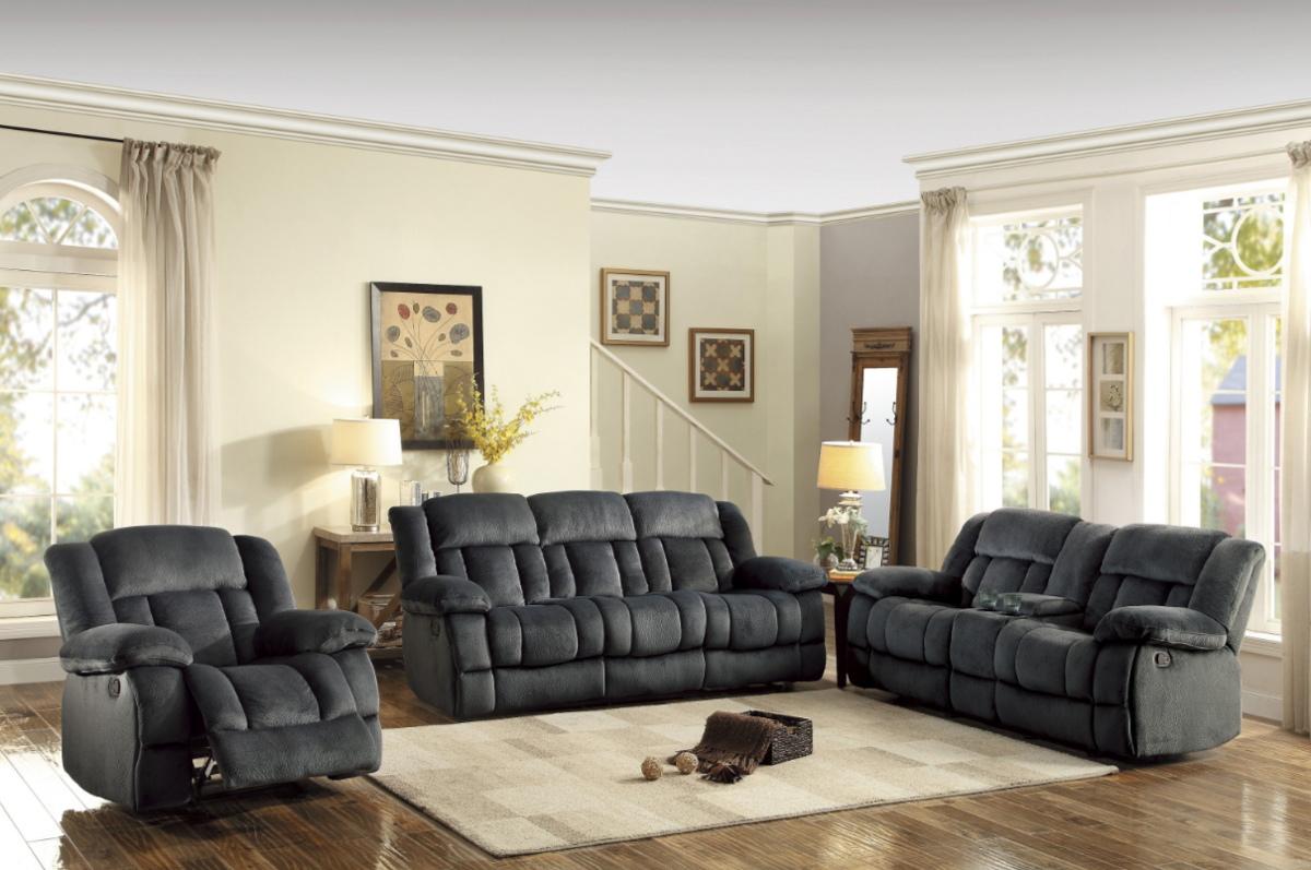 Laurelton Double Reclining Sofa in Charcoal 9636CC-3 - Furniture 4 Less Outlet (Salinas,CA)