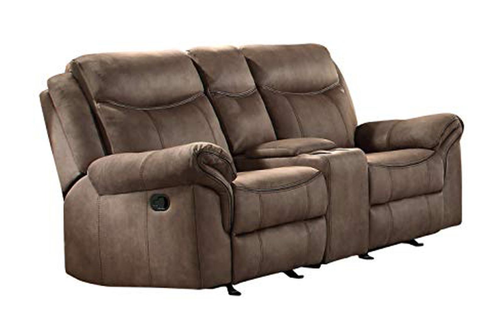 Aram Double Glider Reclining Loveseat in Dark Brown 8206NF-2 - Furniture 4 Less Outlet (Salinas,CA)