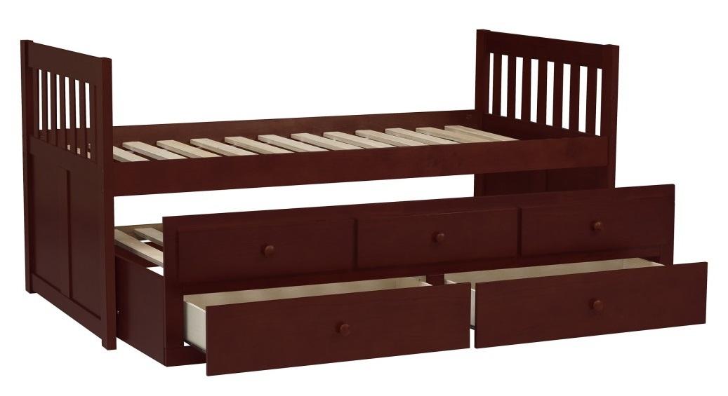 Rowe Twin/Twin Trundle Bed w/ Two Storage Drawers in Dark Cherry B2013PRDC-1 - Furniture 4 Less Outlet (Salinas,CA)