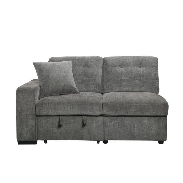 Logansport Left Side 2-Seater with Pull-out Ottoman and 1 Pillow in Gray 9401GRY-2L - Furniture 4 Less Outlet (Salinas,CA)