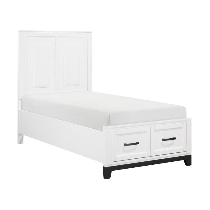 1450WHT-1-Youth (3) Twin Platform Bed with Footboard Storage - Furniture 4 Less Outlet (Salinas,CA)