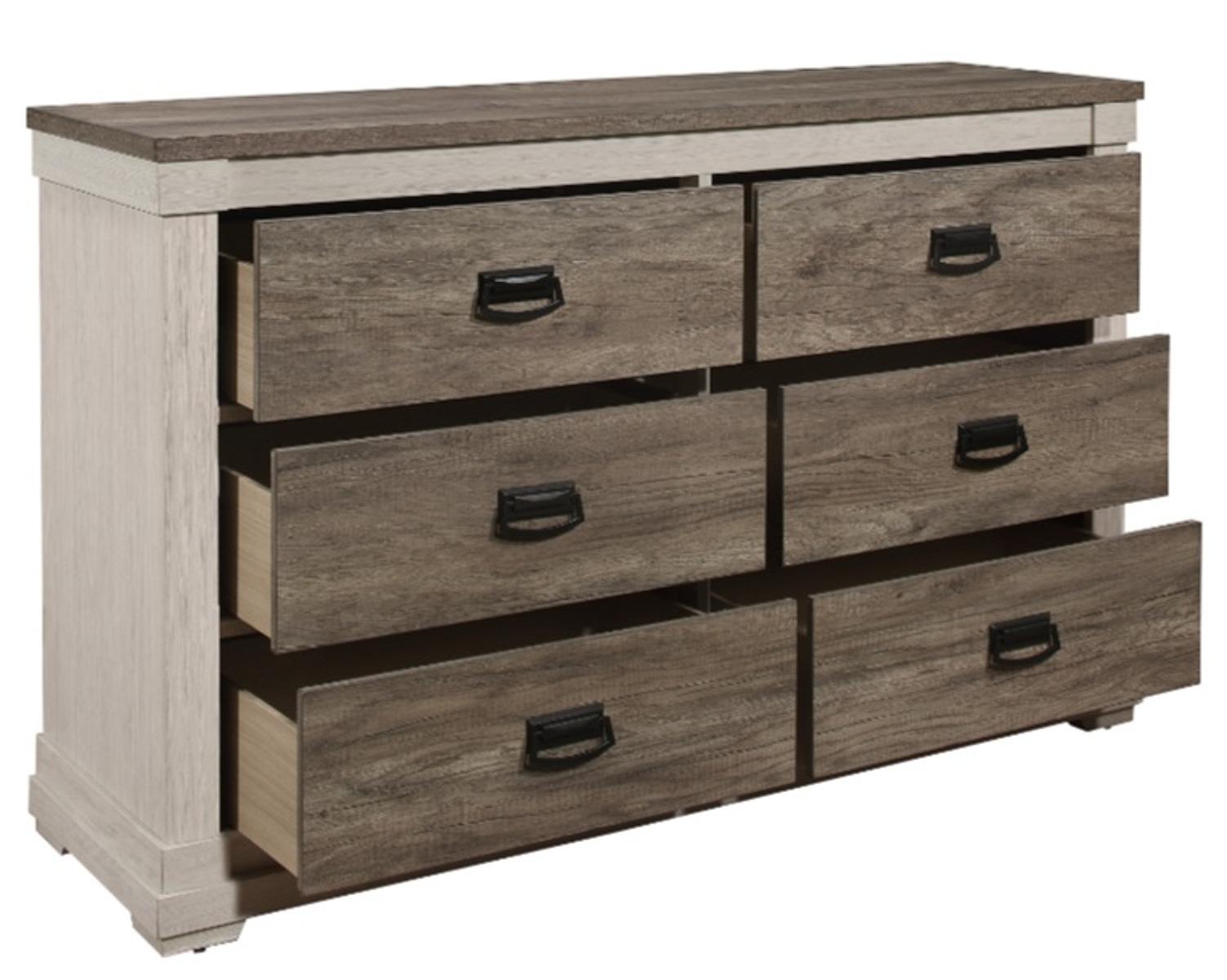 Arcadia Dresser in White & Weathered Gray 1677-5 - Furniture 4 Less Outlet (Salinas,CA)