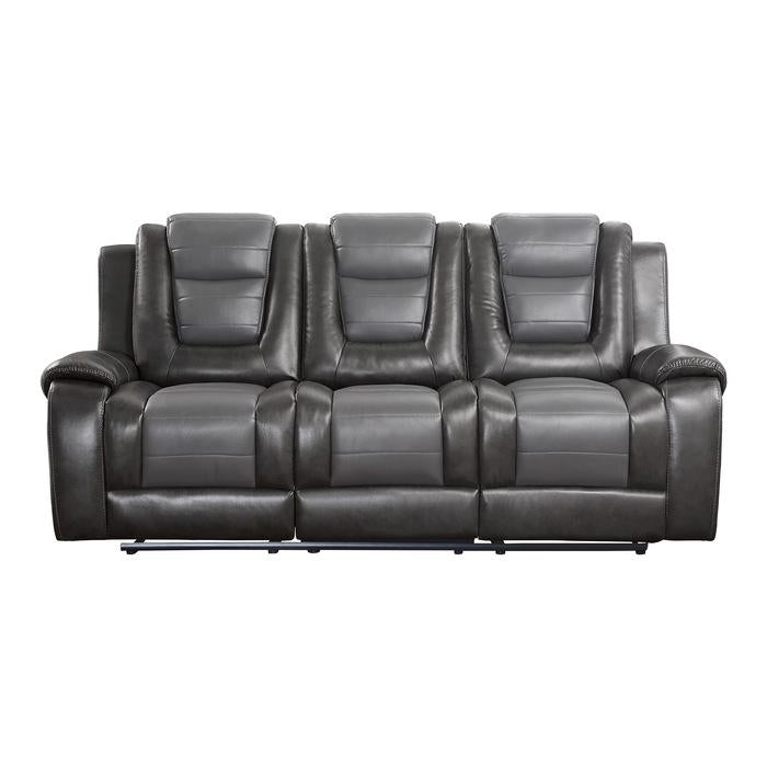 9470GY-3 - Double Reclining Sofa with Center Drop-Down Cup Holders - Furniture 4 Less Outlet (Salinas,CA)