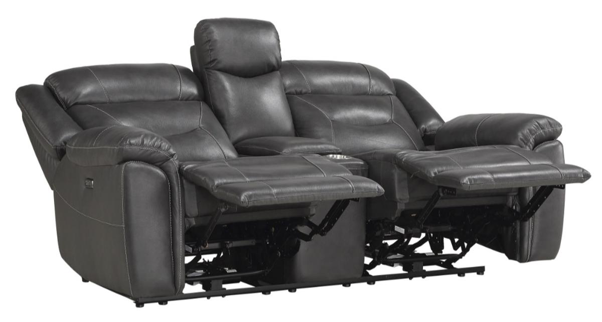 Danio Power Double Reclining Loveseat with Power Headrests in Dark Gray 9528DGY-2PWH - Furniture 4 Less Outlet (Salinas,CA)