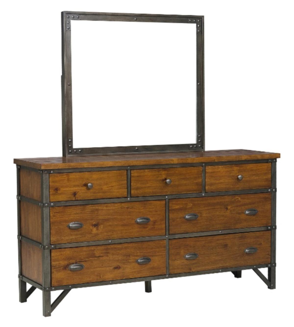 Holverson Dresser in Rustic Brown & Gunmetal 1715-5 - Furniture 4 Less Outlet (Salinas,CA)