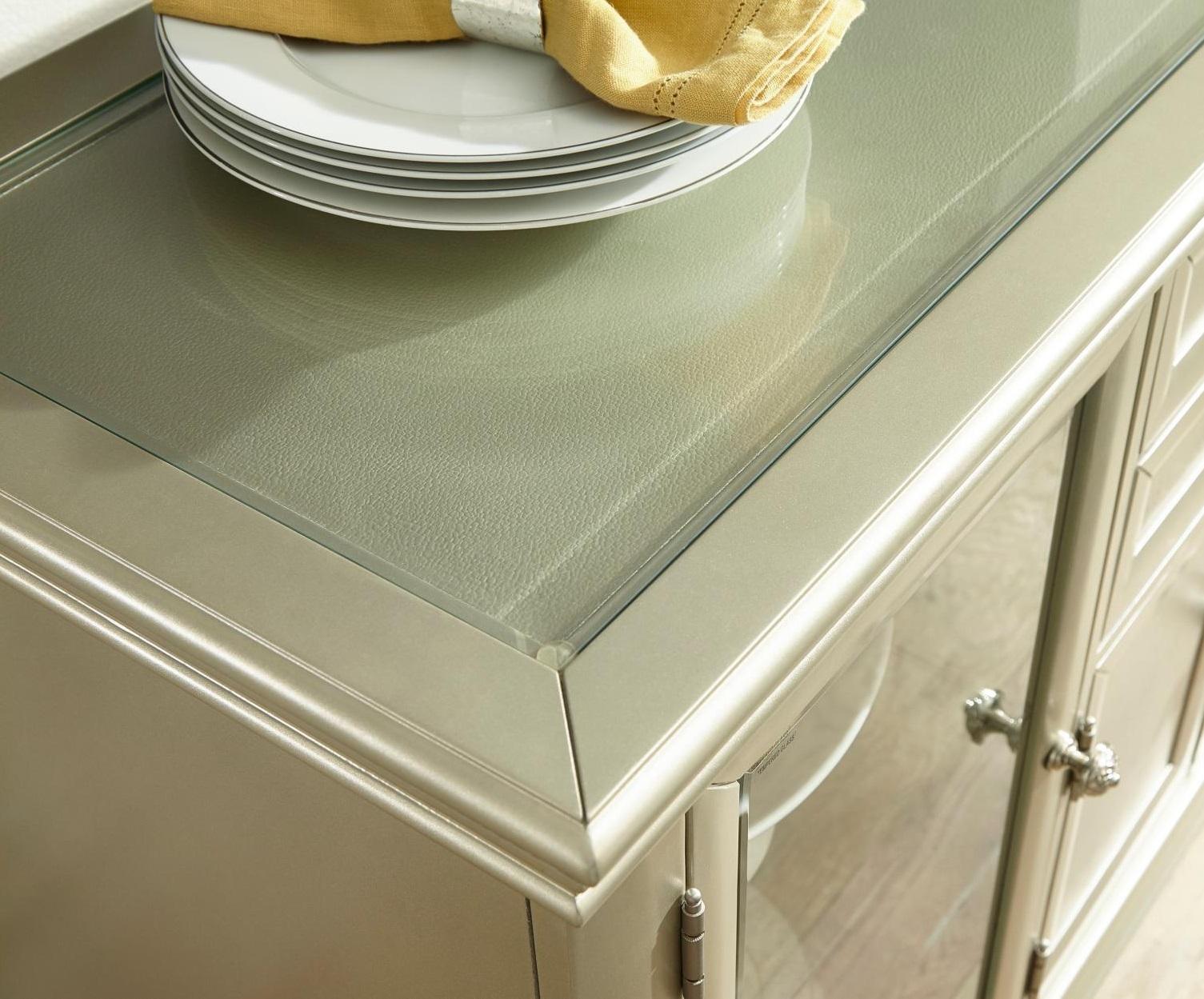 Celandine Server with Glass insert in Silver 1928-40NG - Furniture 4 Less Outlet (Salinas,CA)