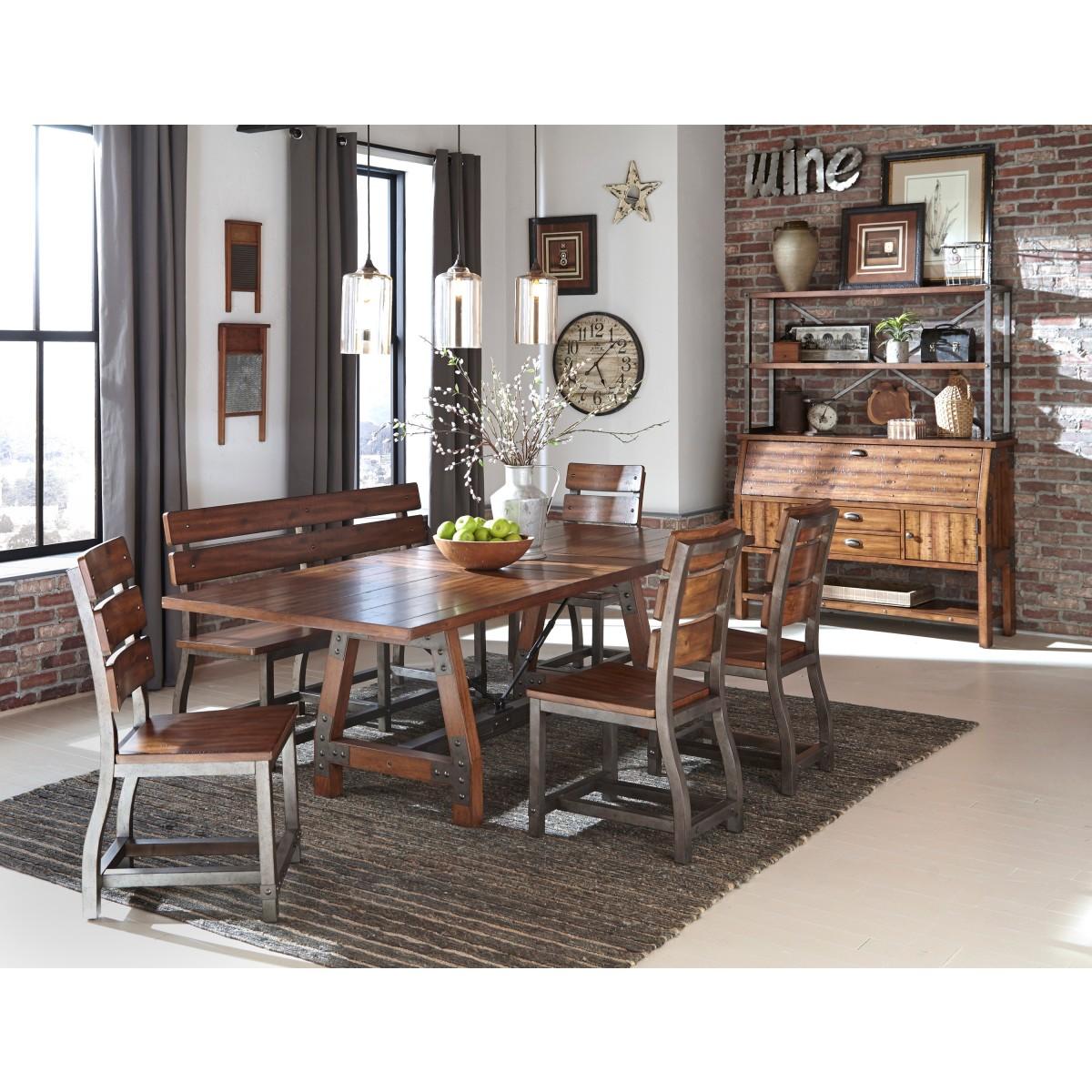 Holverson Bench w/ Back in Rustic Brown 1715-BH - Furniture 4 Less Outlet (Salinas,CA)