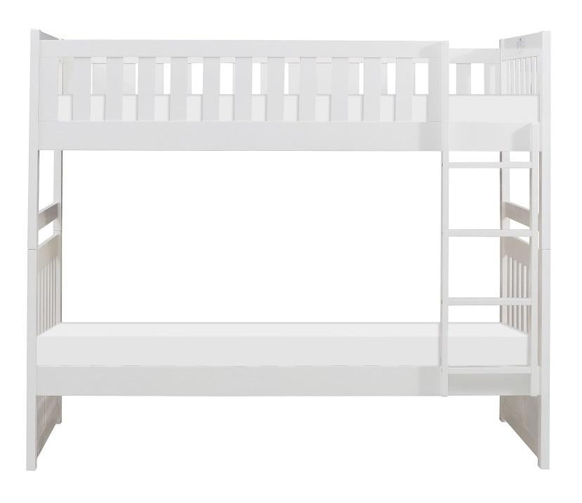 Galen Twin/Twin Bunk Bed in White B2053W-1 - Furniture 4 Less Outlet (Salinas,CA)