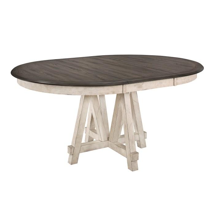 Clover Round Dining Table in White and Gray 5656-66 - Furniture 4 Less Outlet (Salinas,CA)