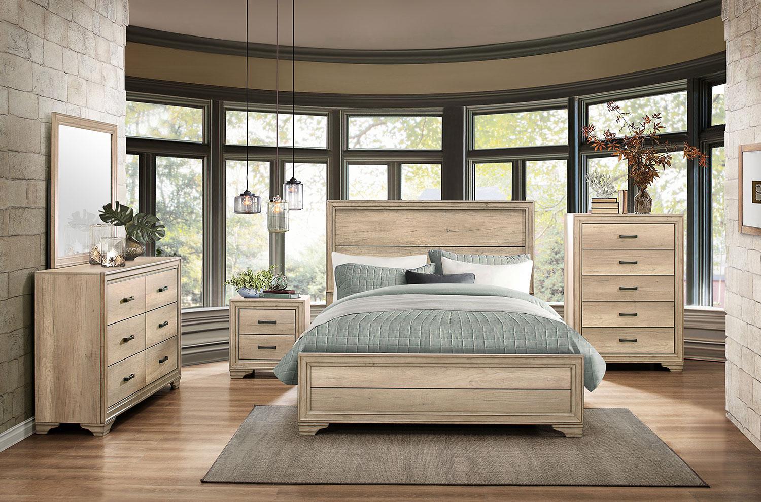 Lonan Queen Panel Bed in Natural 1955-1 - Furniture 4 Less Outlet (Salinas,CA)