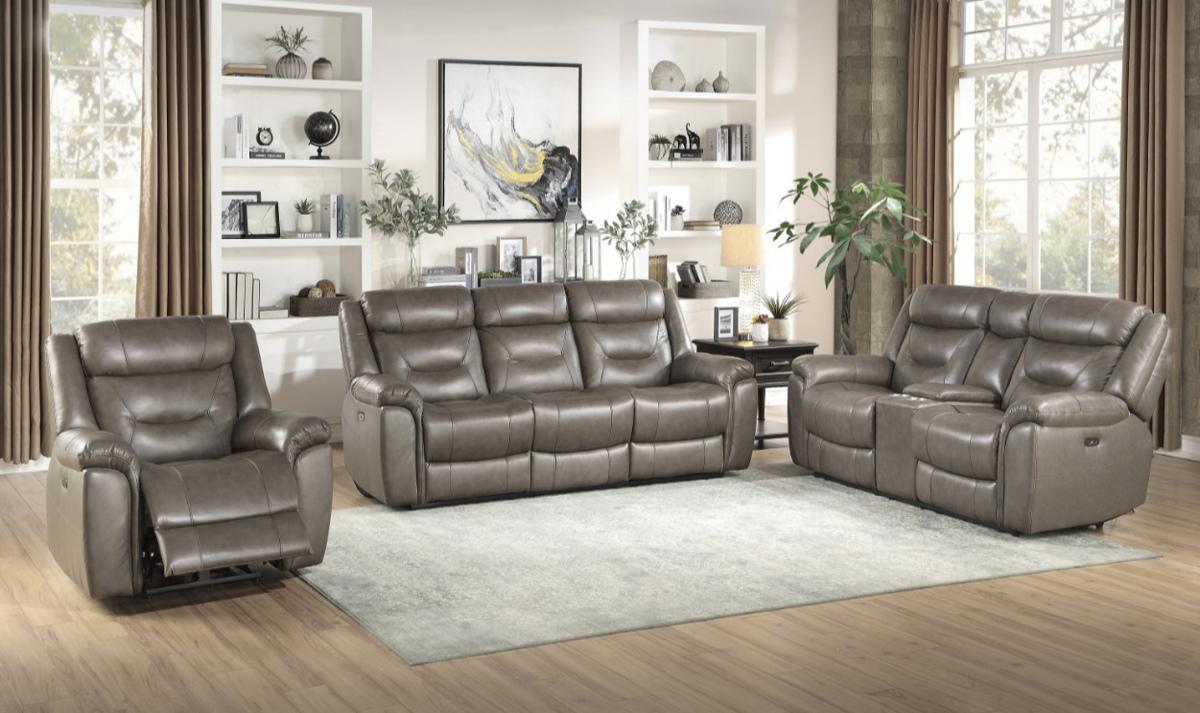 Danio Power Double Reclining Chair with Power Headrests in Brownish Gray 9528BRG-1PWH - Furniture 4 Less Outlet (Salinas,CA)