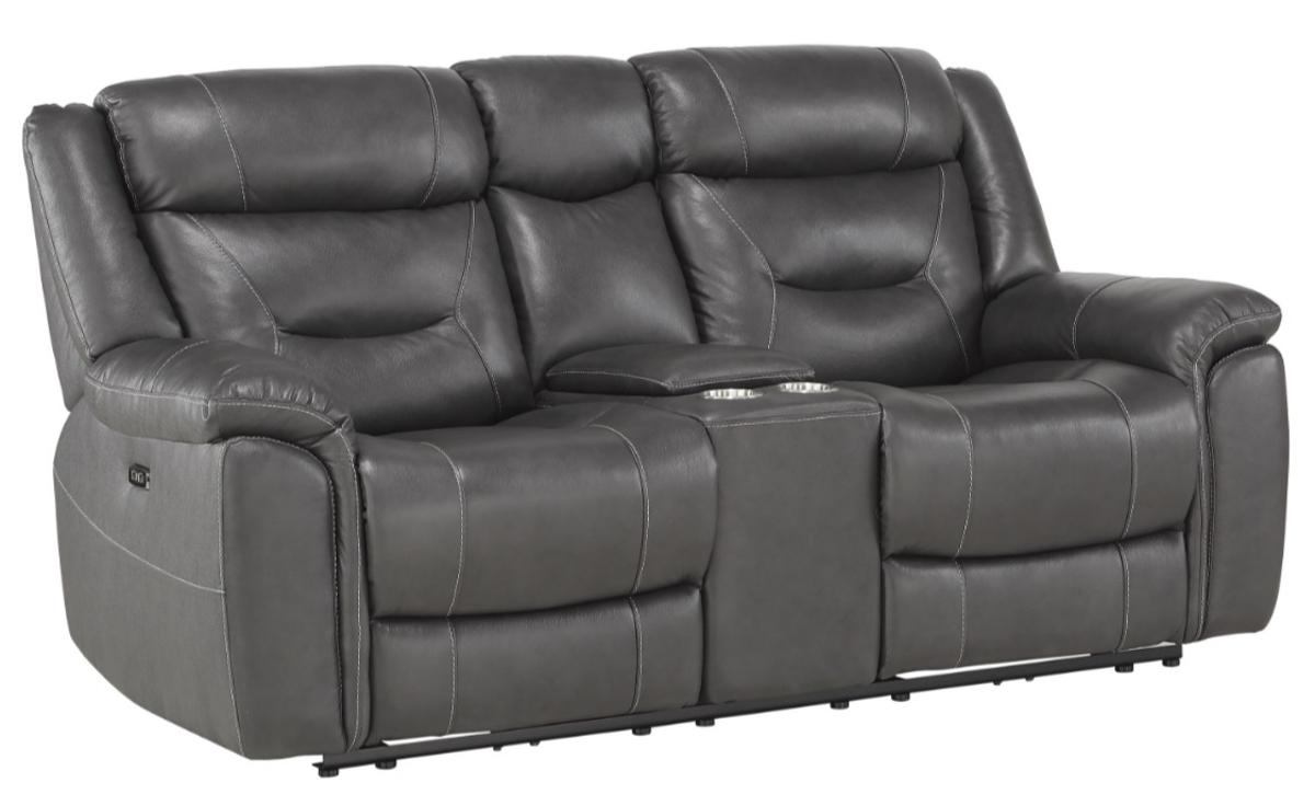 Danio Power Double Reclining Loveseat with Power Headrests in Dark Gray 9528DGY-2PWH - Furniture 4 Less Outlet (Salinas,CA)