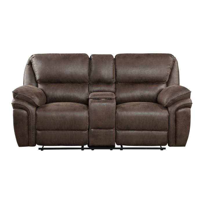 8517BRW-2 - Double Reclining Love Seat with Center Console - Furniture 4 Less Outlet (Salinas,CA)