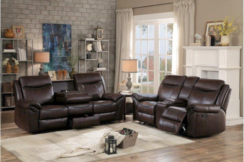 Aram Double Glider Reclining Sofa in Brown 8206BRW-3 - Furniture 4 Less Outlet (Salinas,CA)