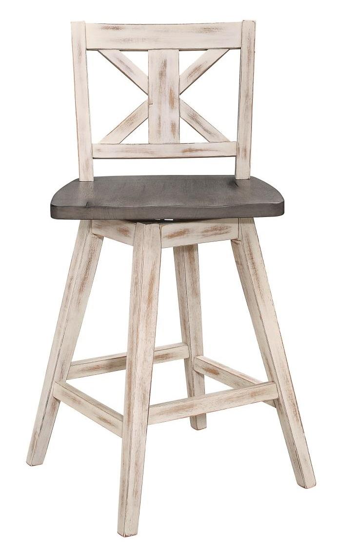 Amsonia Swivel Counter Height Chair in Gray and White (Set of 2) - Furniture 4 Less Outlet (Salinas,CA)