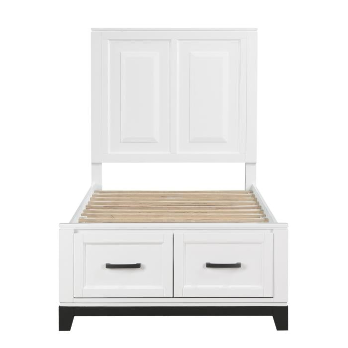 1450WHT-1-Youth (3) Twin Platform Bed with Footboard Storage - Furniture 4 Less Outlet (Salinas,CA)
