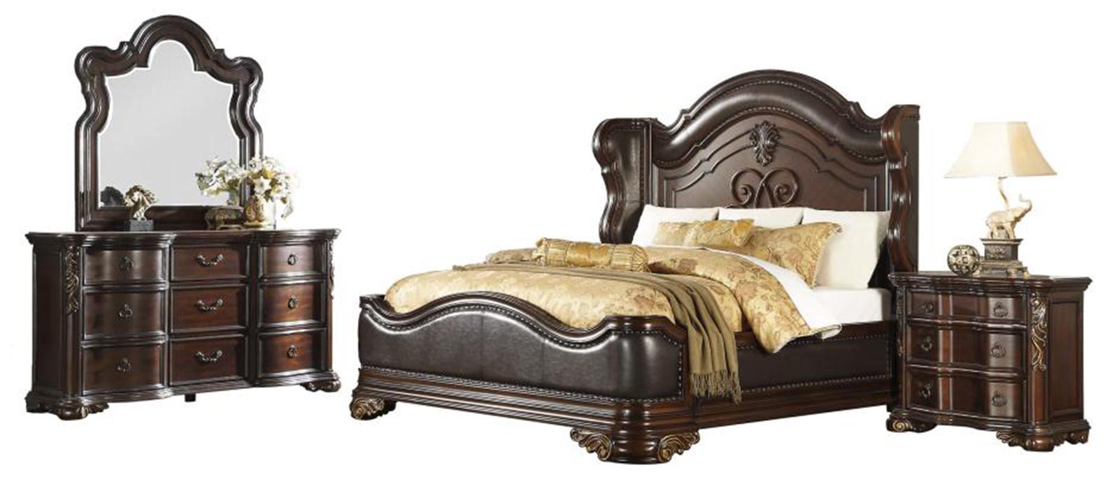 Royal Highlands King Upholstered Panel Bed in Rich Cherry 1603K-1EK - Furniture 4 Less Outlet (Salinas,CA)