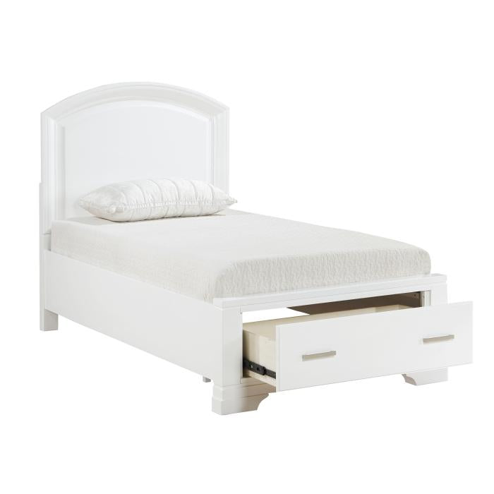 1520WHT-1-Youth (3) Twin Platform Bed with Footboard Storage - Furniture 4 Less Outlet (Salinas,CA)