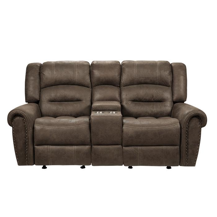 9467BR-2 - Double Glider Reclining Love Seat with Center Console - Furniture 4 Less Outlet (Salinas,CA)