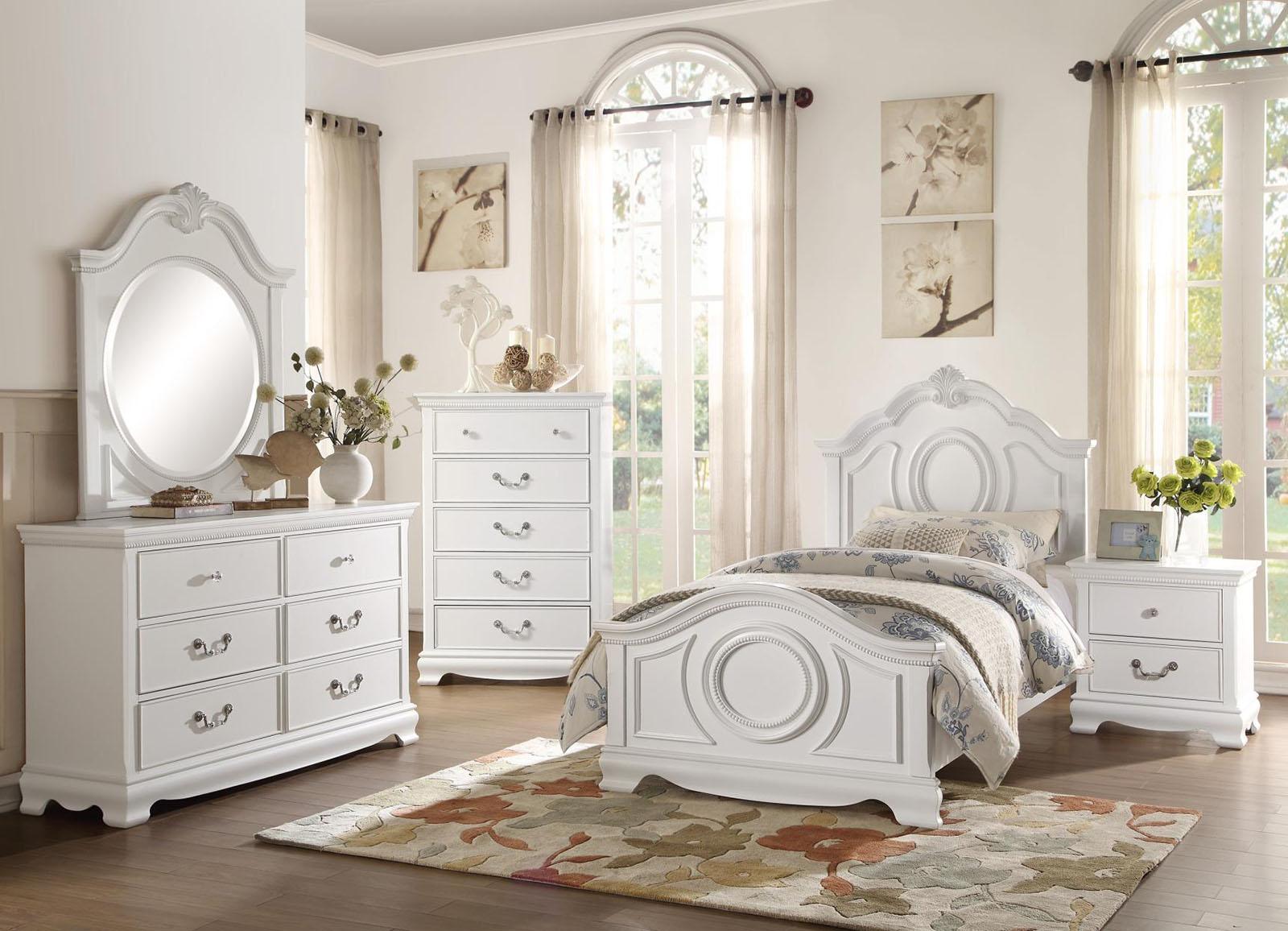 Lucida Twin Panel Bed in White 2039TW-1 - Furniture 4 Less Outlet (Salinas,CA)