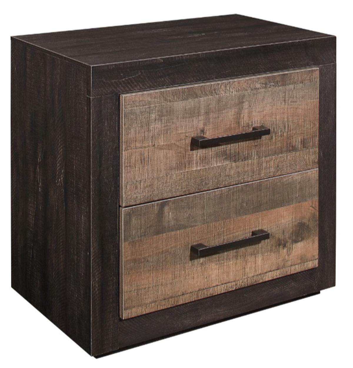Miter Nightstand in Rustin Mahogany & Dark Ebony 1762-4 - Furniture 4 Less Outlet (Salinas,CA)