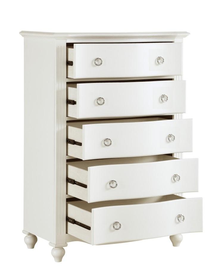 Meghan 5 Drawer Chest in White 2058WH-9 - Furniture 4 Less Outlet (Salinas,CA)