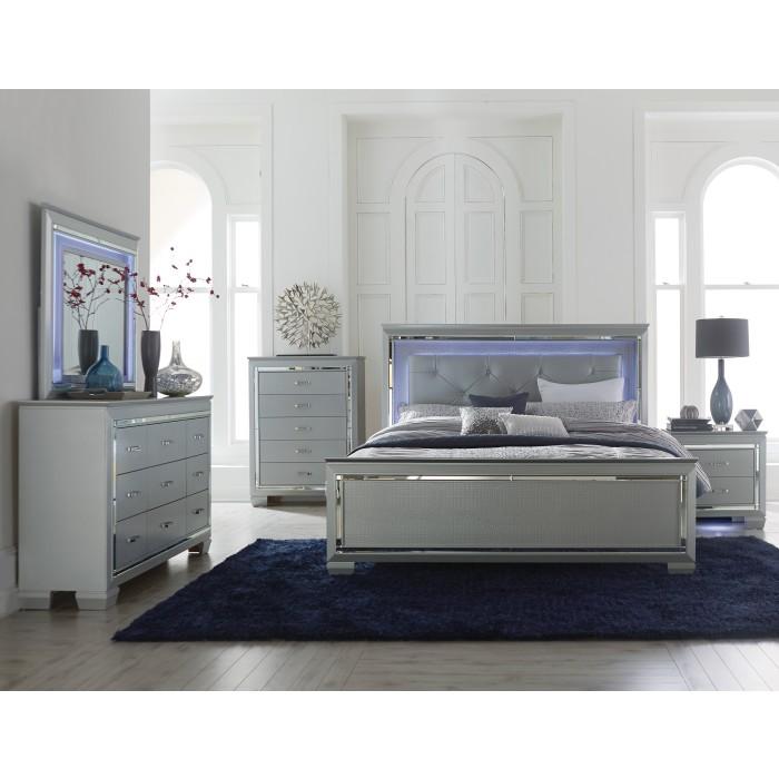 Allura (3)California King Bed, LED Lighting - Furniture 4 Less Outlet (Salinas,CA)
